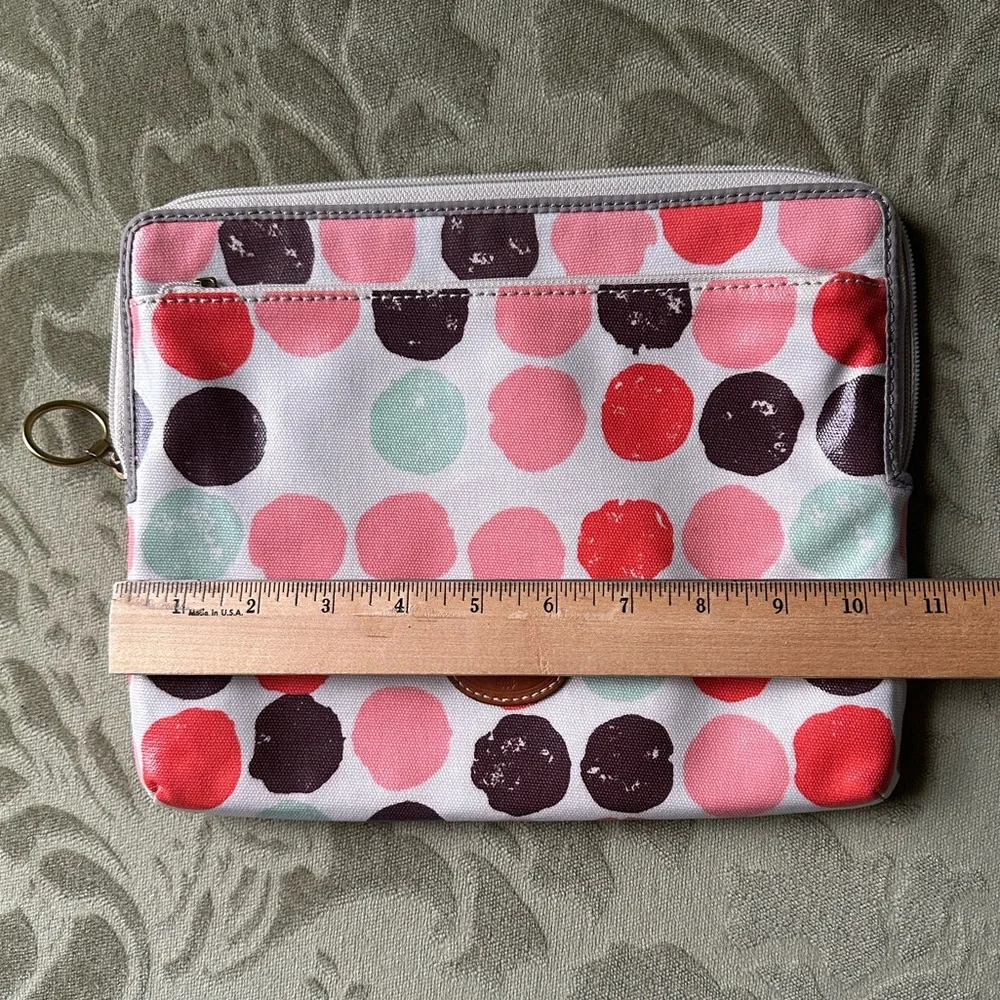 Boho Polka-Dotted Fossil Padded Tablet Case Mint Coral Pink Chocolate Brown Arty